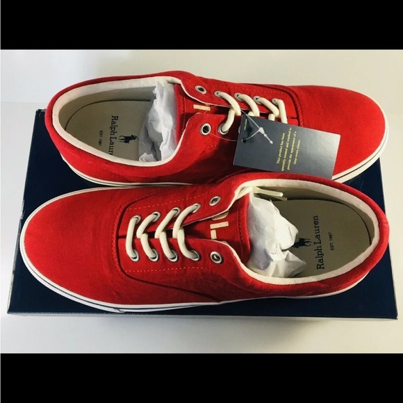 BRAND NEW Polo Ralph Lauren Harpoon SK VLC Red Washed Canvas Size 10.5 - Picture 3 of 8